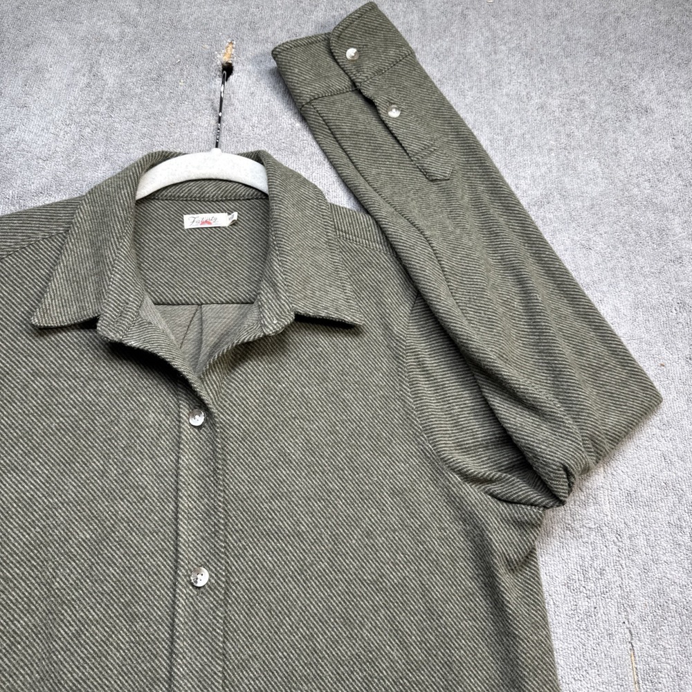 Faherty‎ Olive Green Soft Knit Shirt Dress Collared Long Sleeve Women's Medium